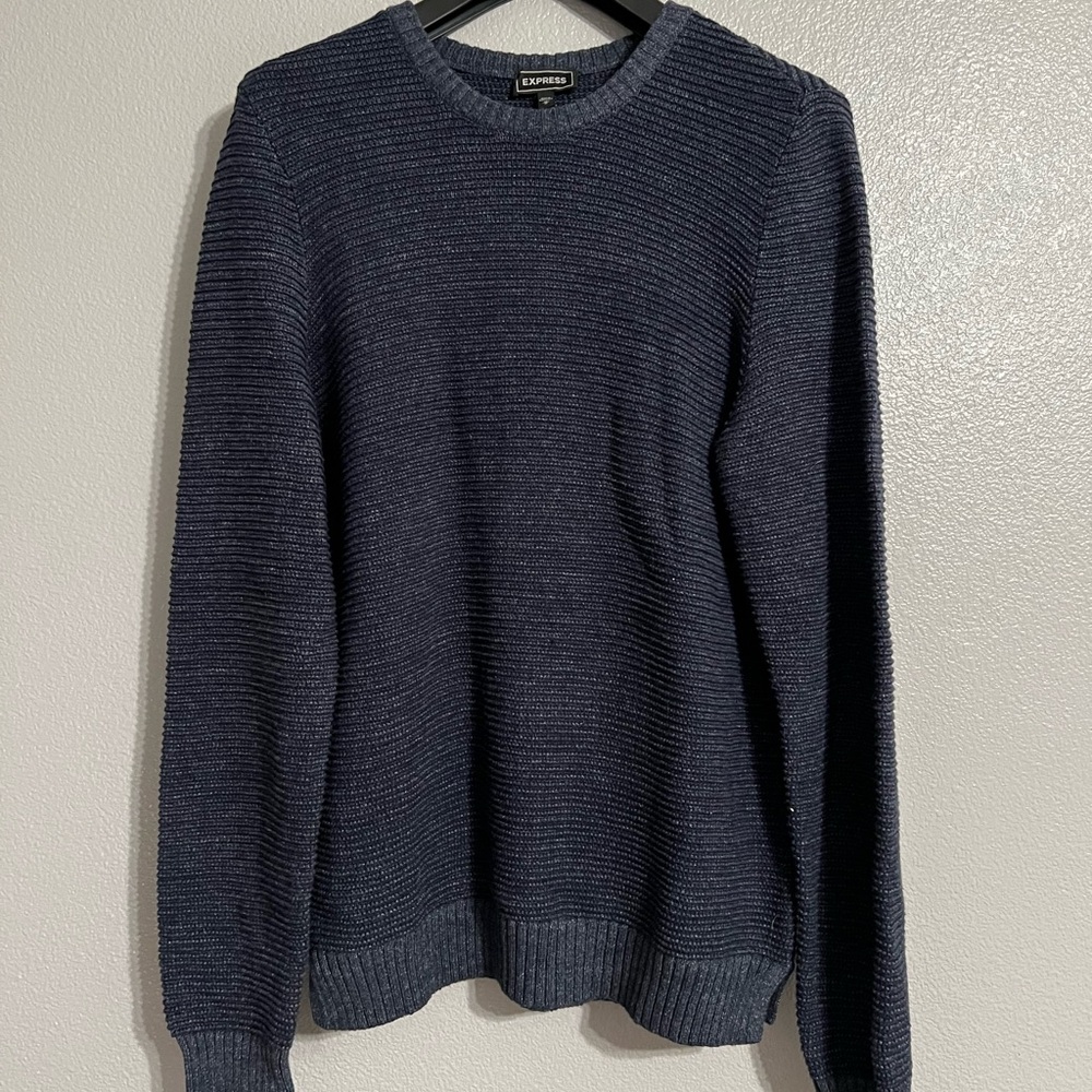 Express Men's Dark Blue Crewneck Sweater